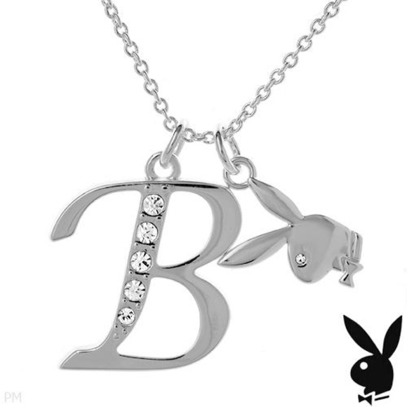 Playboy Jewelry - Playboy Necklace Platinum Plated Bunny Letter B
